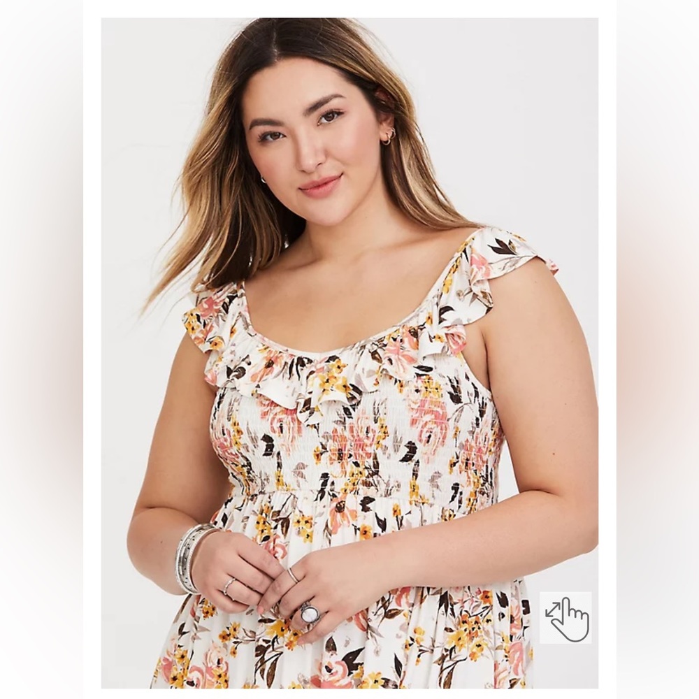 SUPER SOFT FLORAL RUFFLE TANK